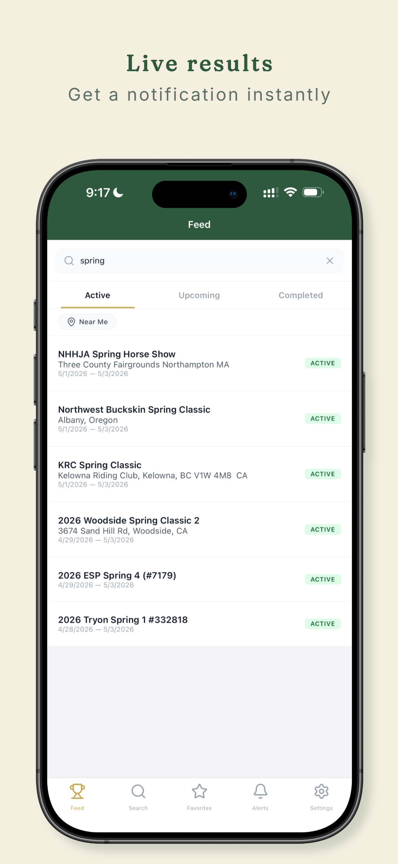 Live results — get a notification instantly